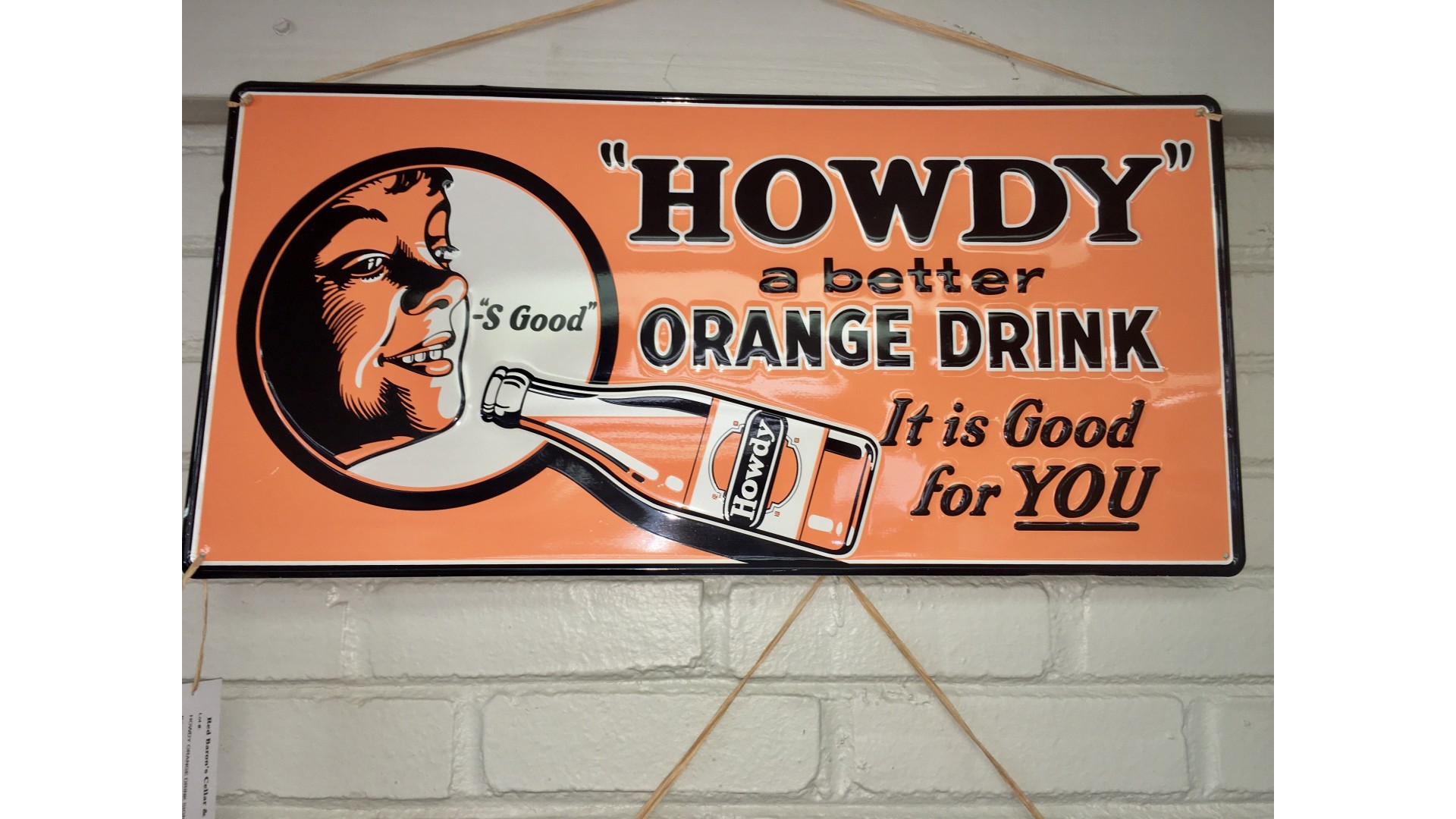 Howdy Orange Drink Sign